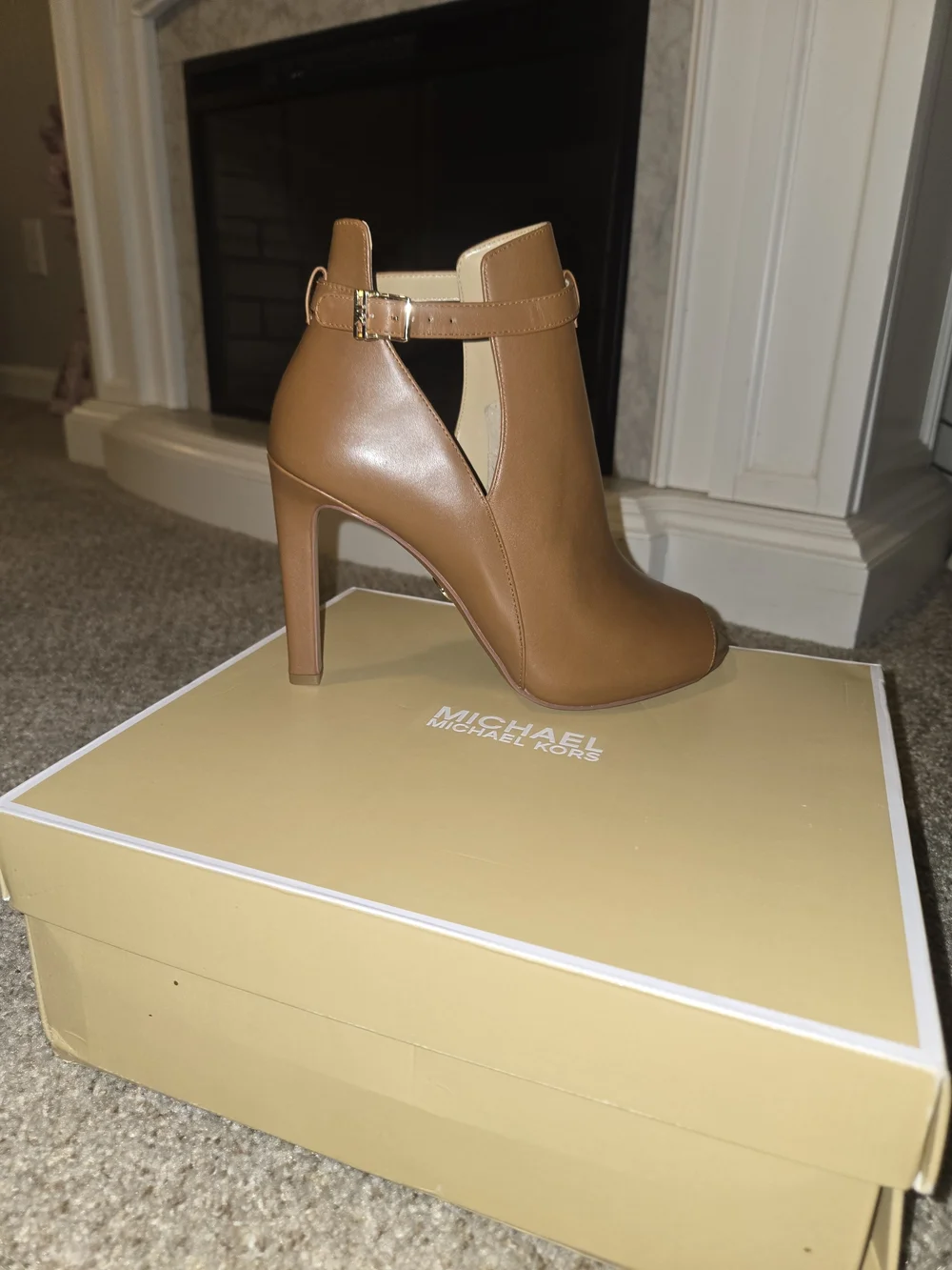 Michael Kors Women's Tan Leather High Heel Ankle Boot